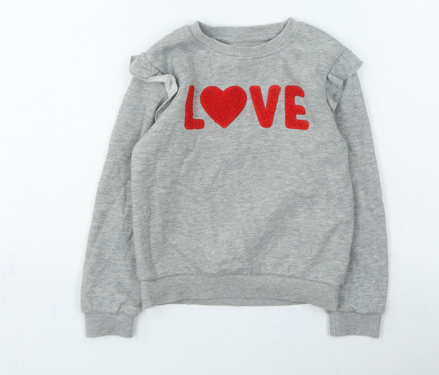 Primark Girls Grey Cotton Pullover Sweatshirt Size 5-6 Years - love