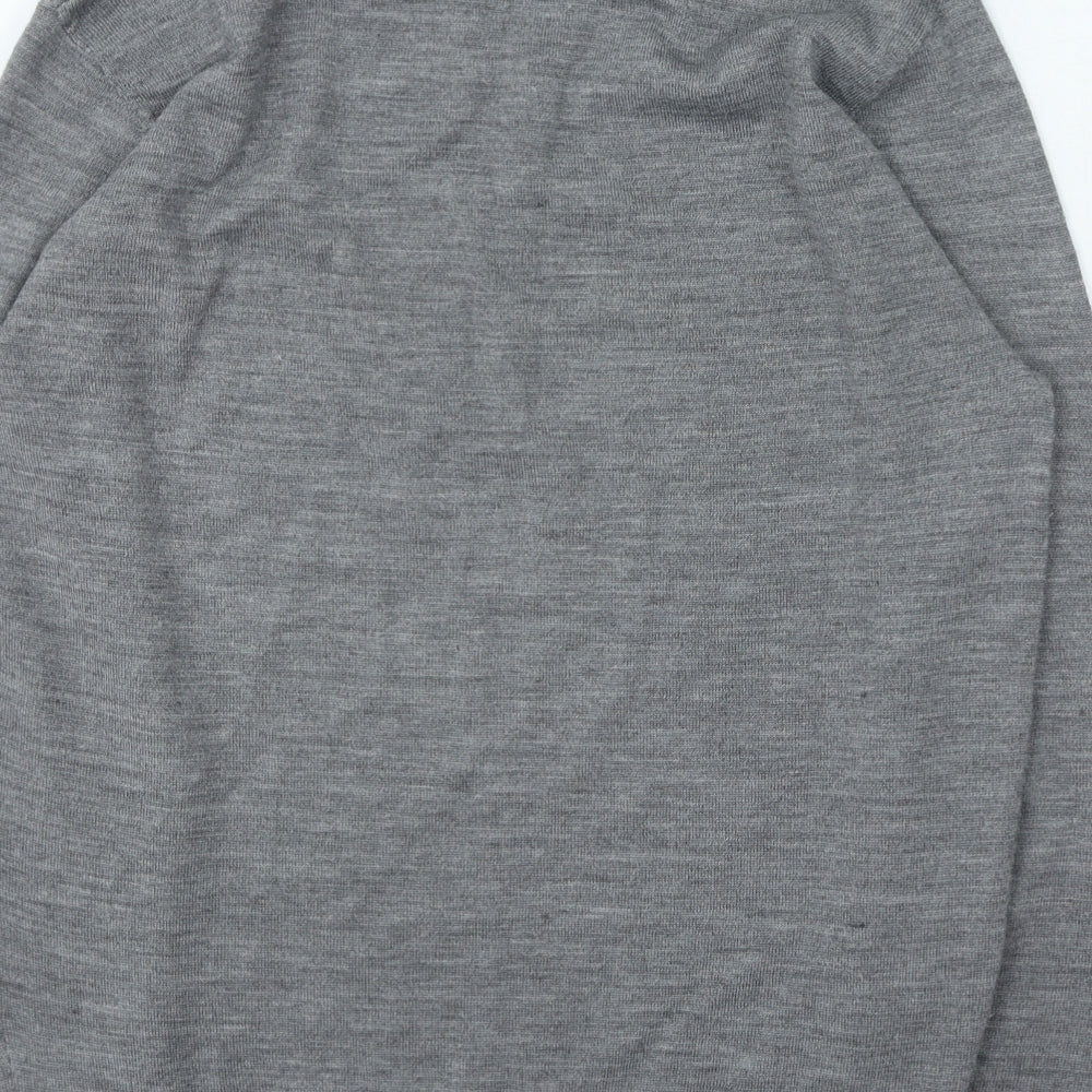 Easy Mens Grey V-Neck Wool Pullover Jumper Size M