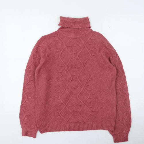 ridge & co Womens Pink Roll Neck Acrylic Pullover Jumper Size 12