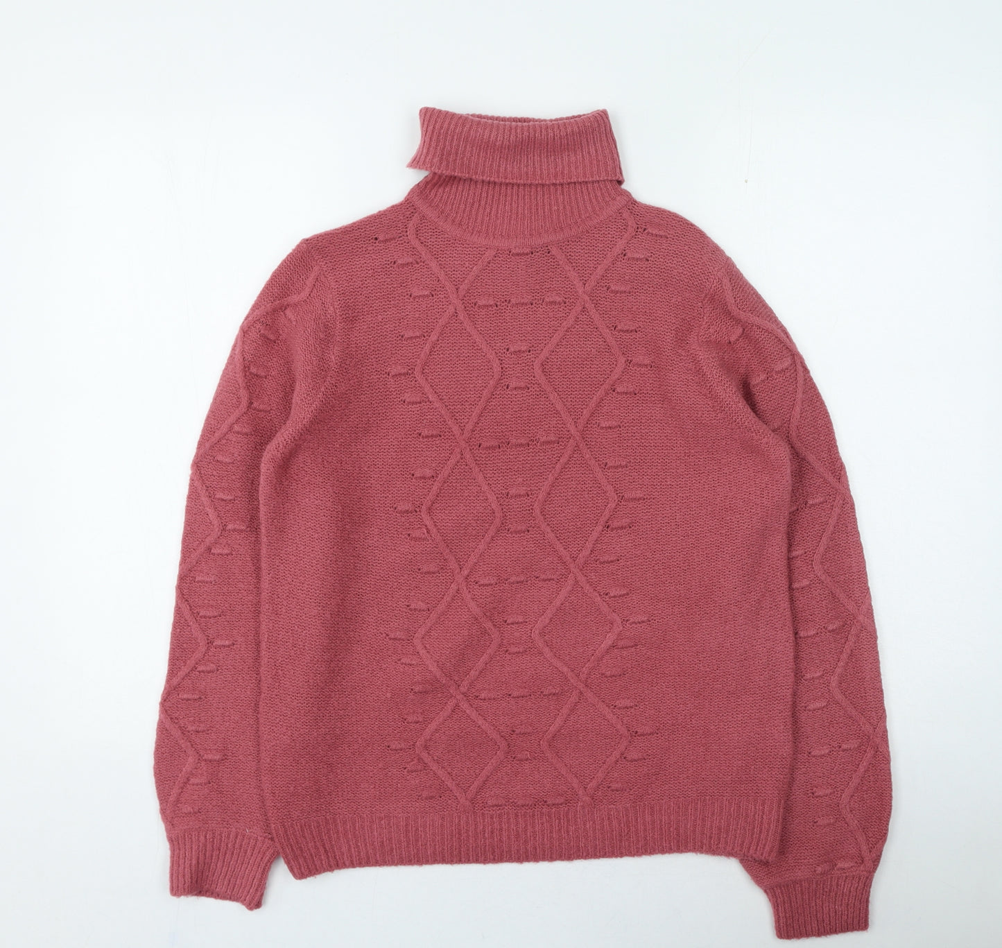 ridge & co Womens Pink Roll Neck Acrylic Pullover Jumper Size 12