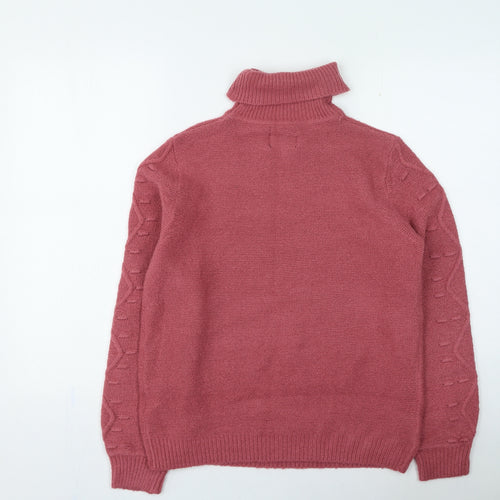 ridge & co Womens Pink Roll Neck Acrylic Pullover Jumper Size 12