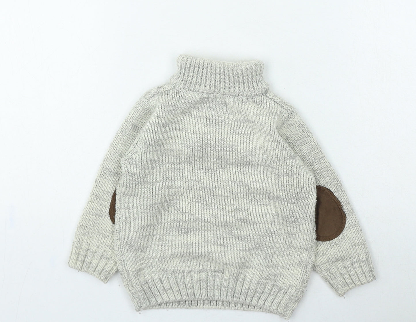 mini rebel Boys Beige Acrylic Pullover Jumper Size 18-24 Months