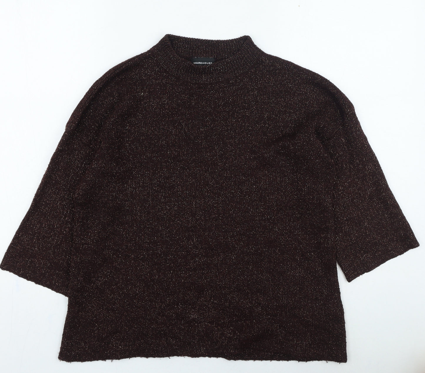 Warehouse Womens Brown High Neck Acrylic Pullover Jumper Size 10