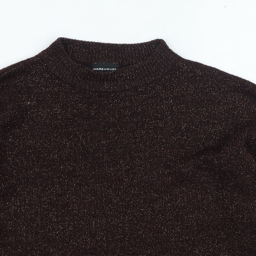 Warehouse Womens Brown High Neck Acrylic Pullover Jumper Size 10
