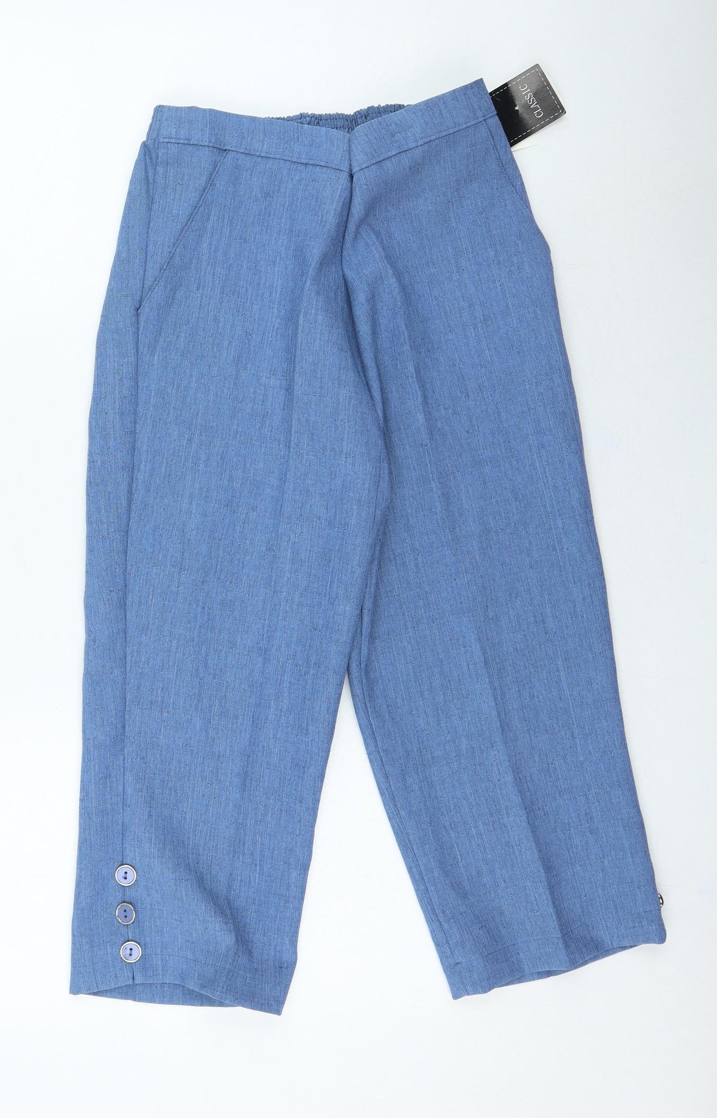 Classic Womens Blue Polyester Trousers Size 12 L20 in Regular