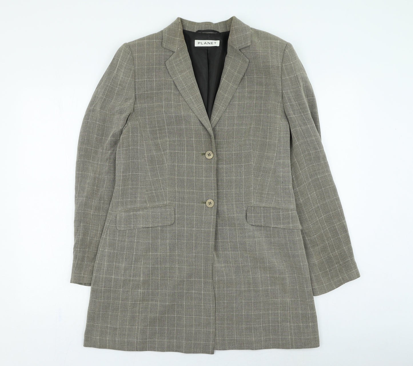 Planet Womens Brown Plaid Jacket Size 12