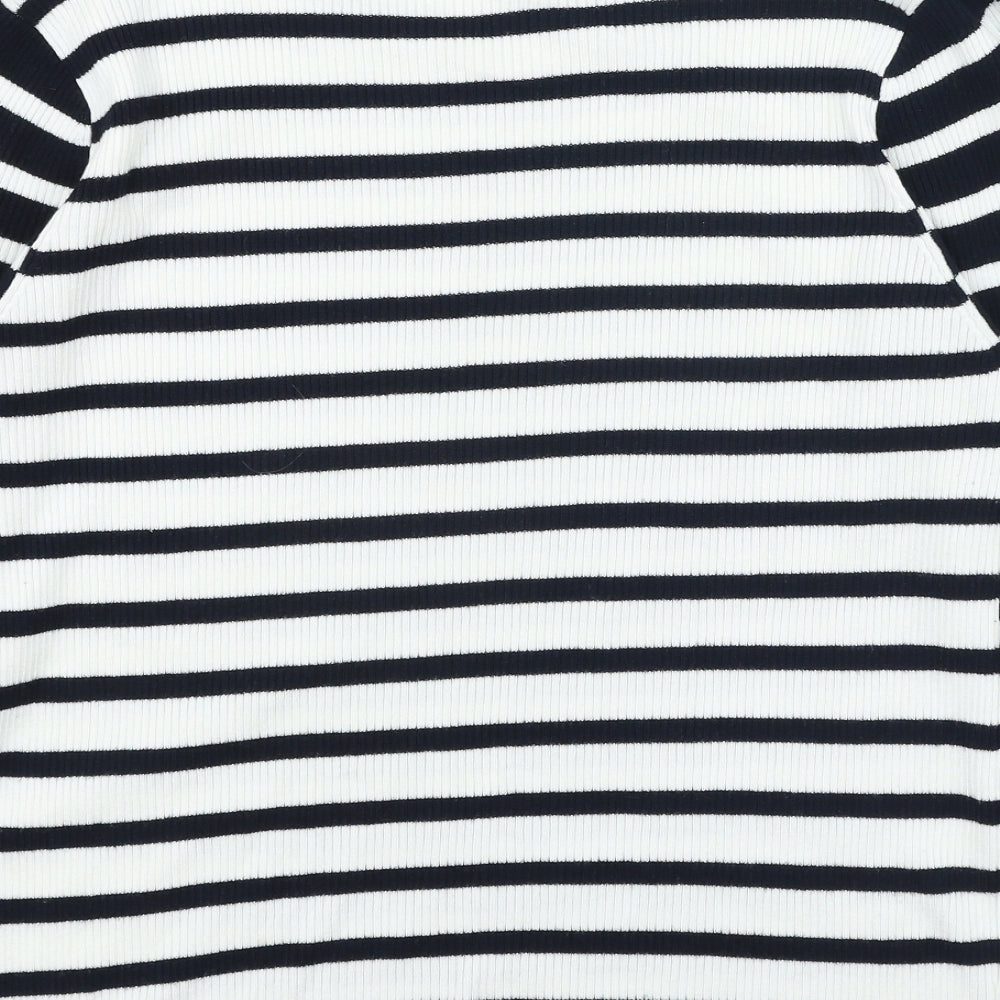 TU Womens White Round Neck Striped Viscose Pullover Jumper Size 20