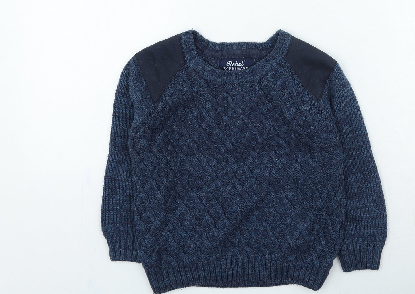 Primark Boys Blue Round Neck Acrylic Pullover Jumper Size 4-5 Years