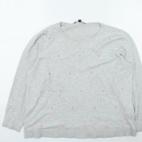 Bonmarché Womens Grey Round Neck Polyester Pullover Jumper Size 18