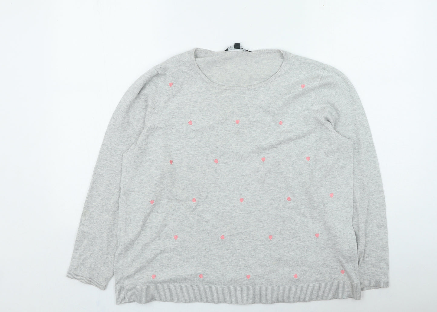 Bonmarché Womens Grey Round Neck Polyester Pullover Jumper Size 18