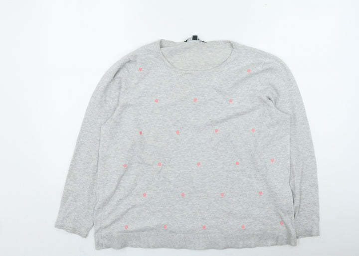 Bonmarché Womens Grey Round Neck Polyester Pullover Jumper Size 18