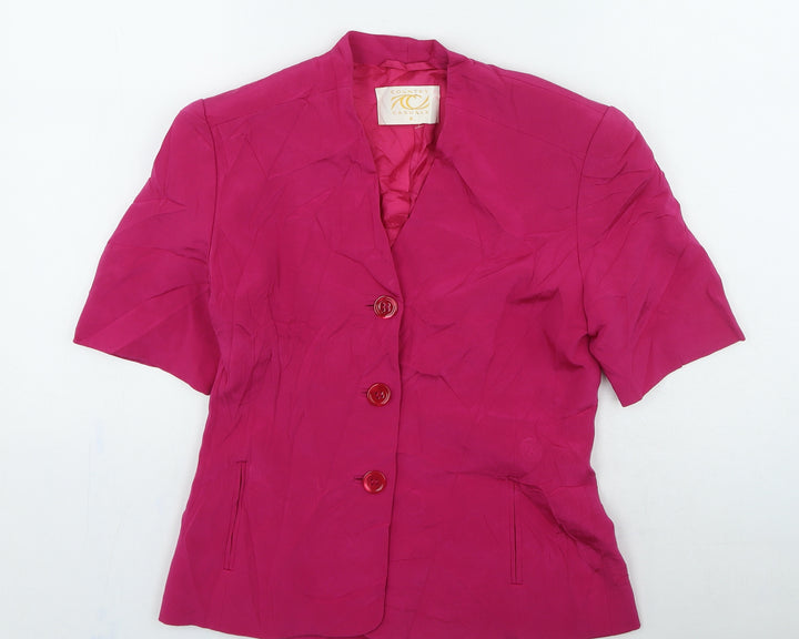 Country Casuals Womens Pink Silk Basic Button-Up Size 8 Round Neck