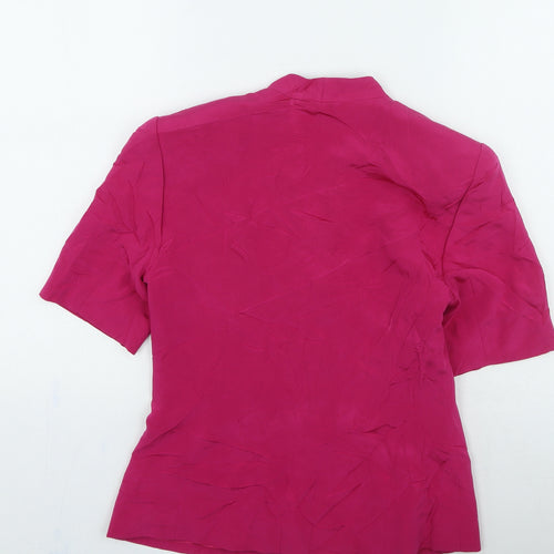 Country Casuals Womens Pink Silk Basic Button-Up Size 8 Round Neck
