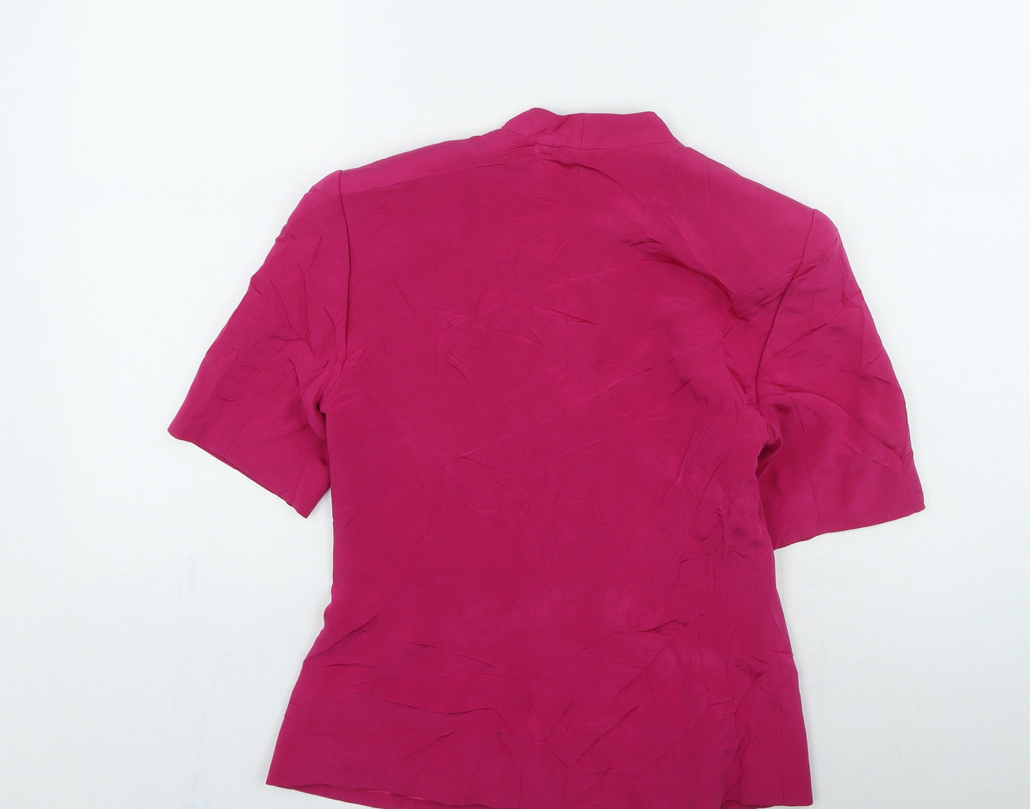 Country Casuals Womens Pink Silk Basic Button-Up Size 8 Round Neck