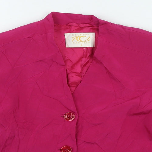 Country Casuals Womens Pink Silk Basic Button-Up Size 8 Round Neck