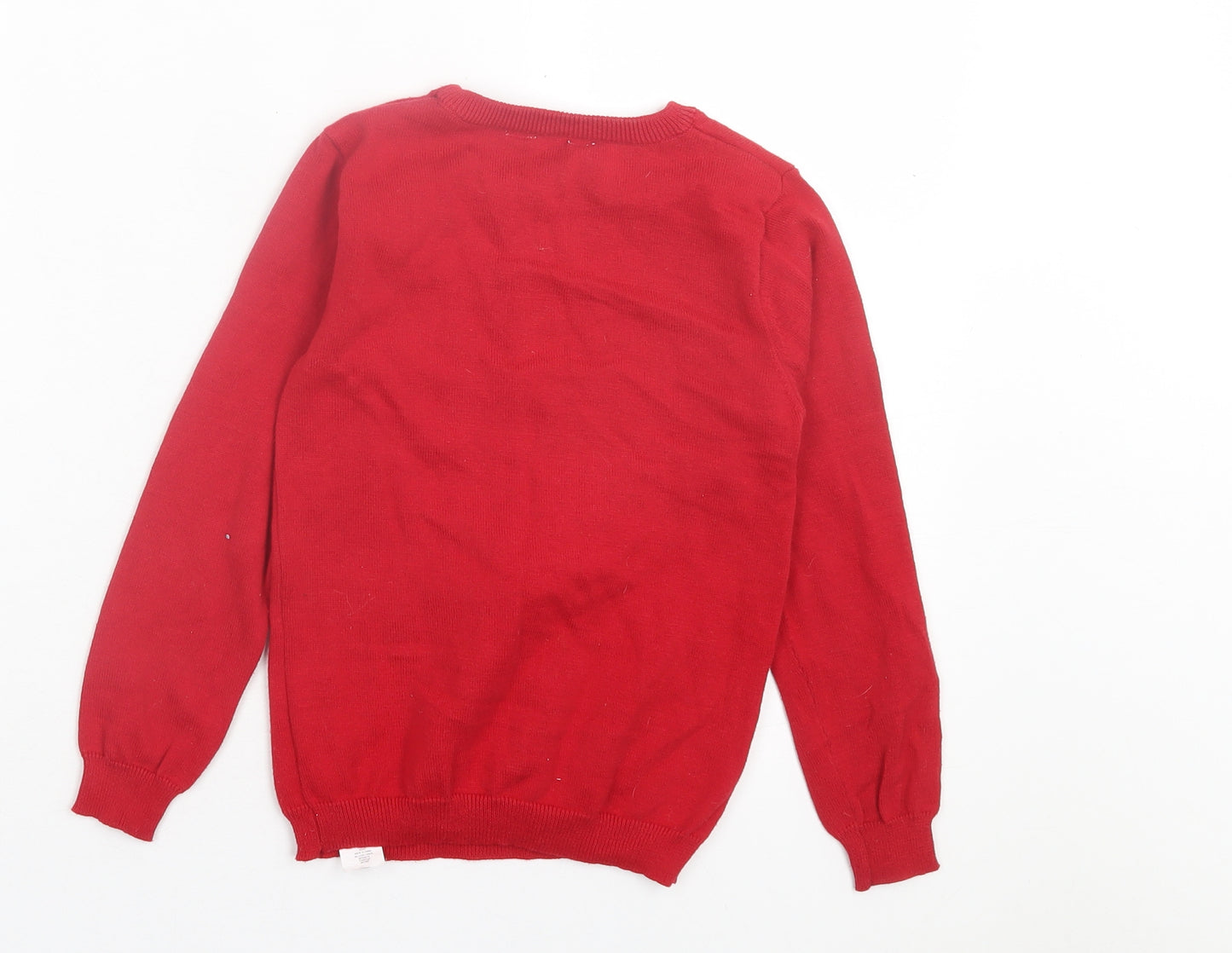 Primark Girls Red Crew Neck Cotton Pullover Jumper Size 7-8 Years Pullover - Christmas