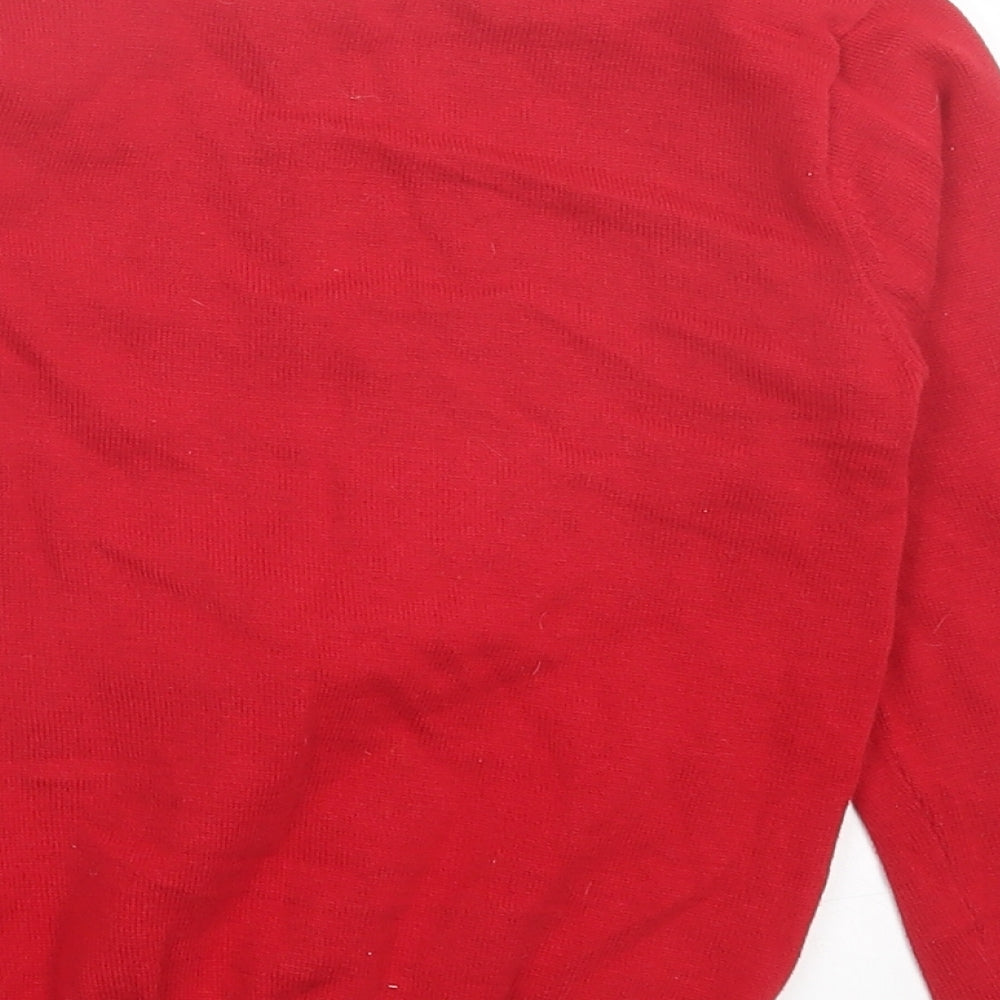 Primark Girls Red Crew Neck Cotton Pullover Jumper Size 7-8 Years Pullover - Christmas