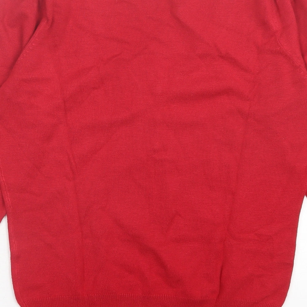 Marks and Spencer Womens Red Viscose Basic T-Shirt Size 10 V-Neck