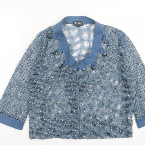 Casamia Womens Blue V-Neck Polyester Cardigan Jumper Size S