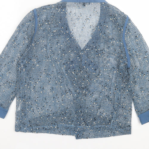 Casamia Womens Blue V-Neck Polyester Cardigan Jumper Size S