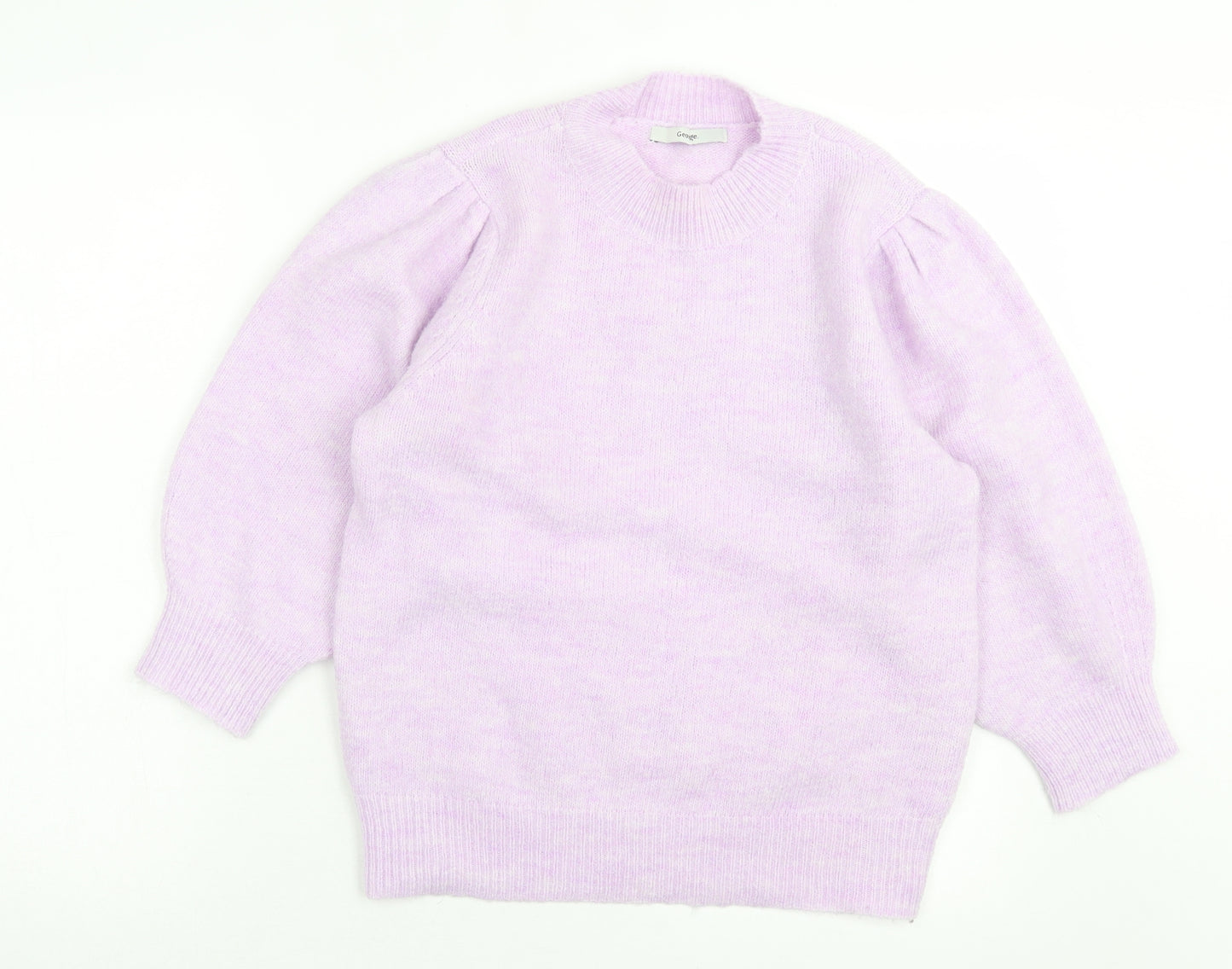 George Womens Purple High Neck Polyester Pullover Jumper Size M