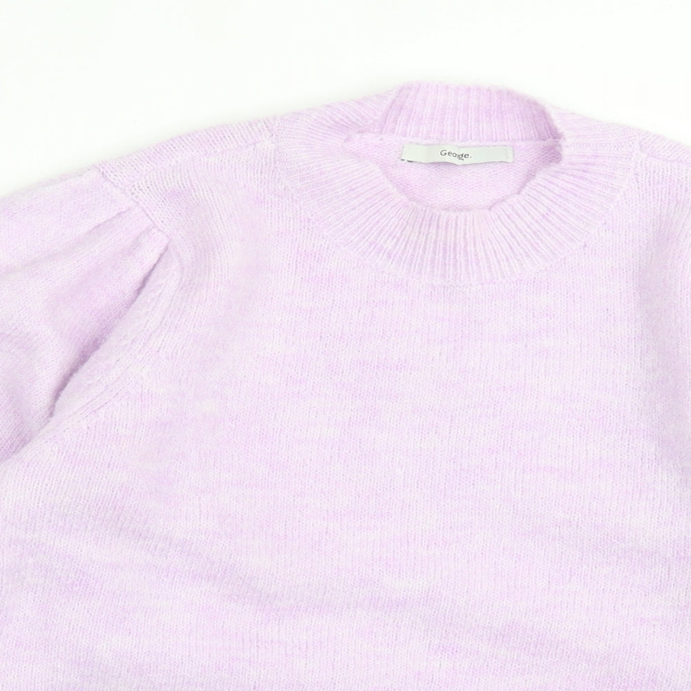George Womens Purple High Neck Polyester Pullover Jumper Size M