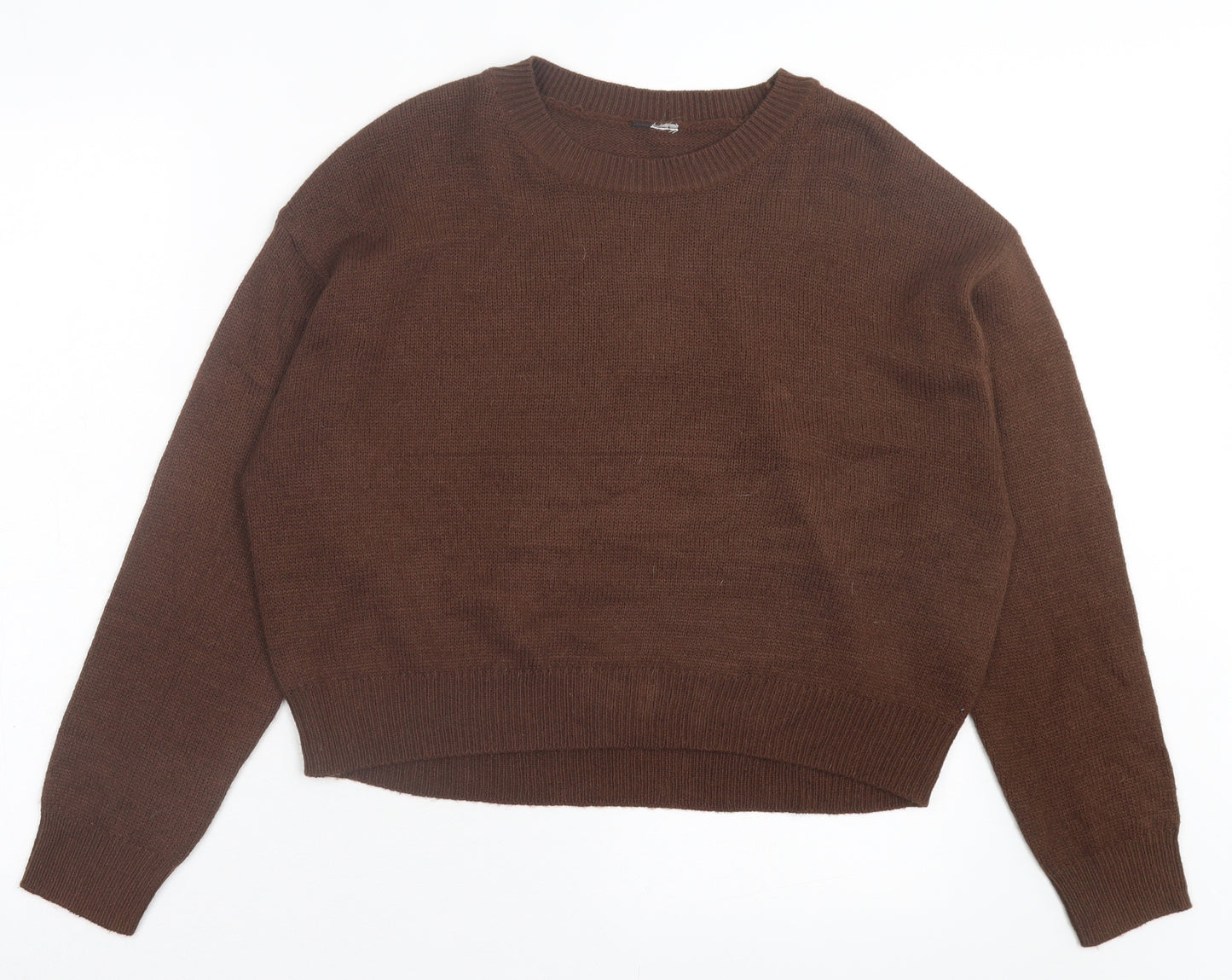 H&M Womens Brown Crew Neck Acrylic Pullover Jumper Size S