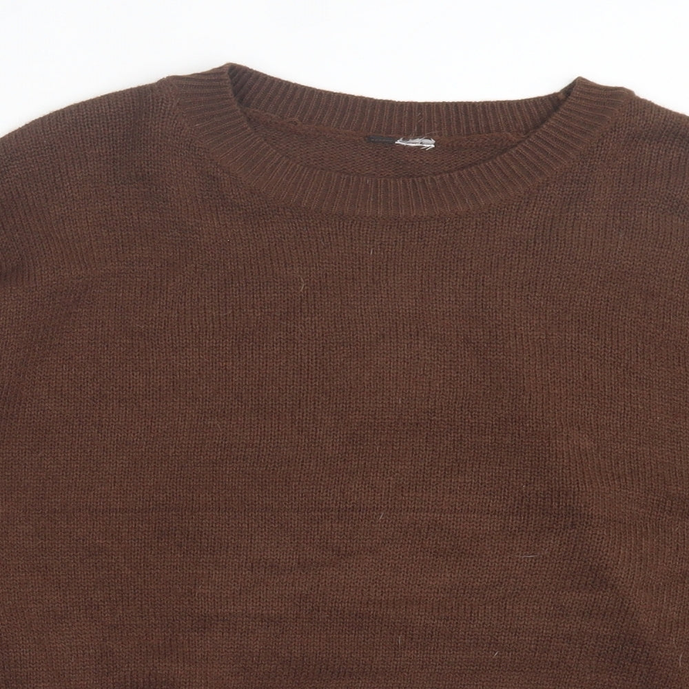 H&M Womens Brown Crew Neck Acrylic Pullover Jumper Size S