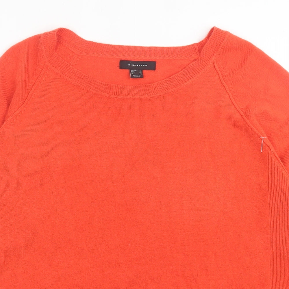 Atmosphere Womens Orange Crew Neck Acrylic Pullover Jumper Size 18