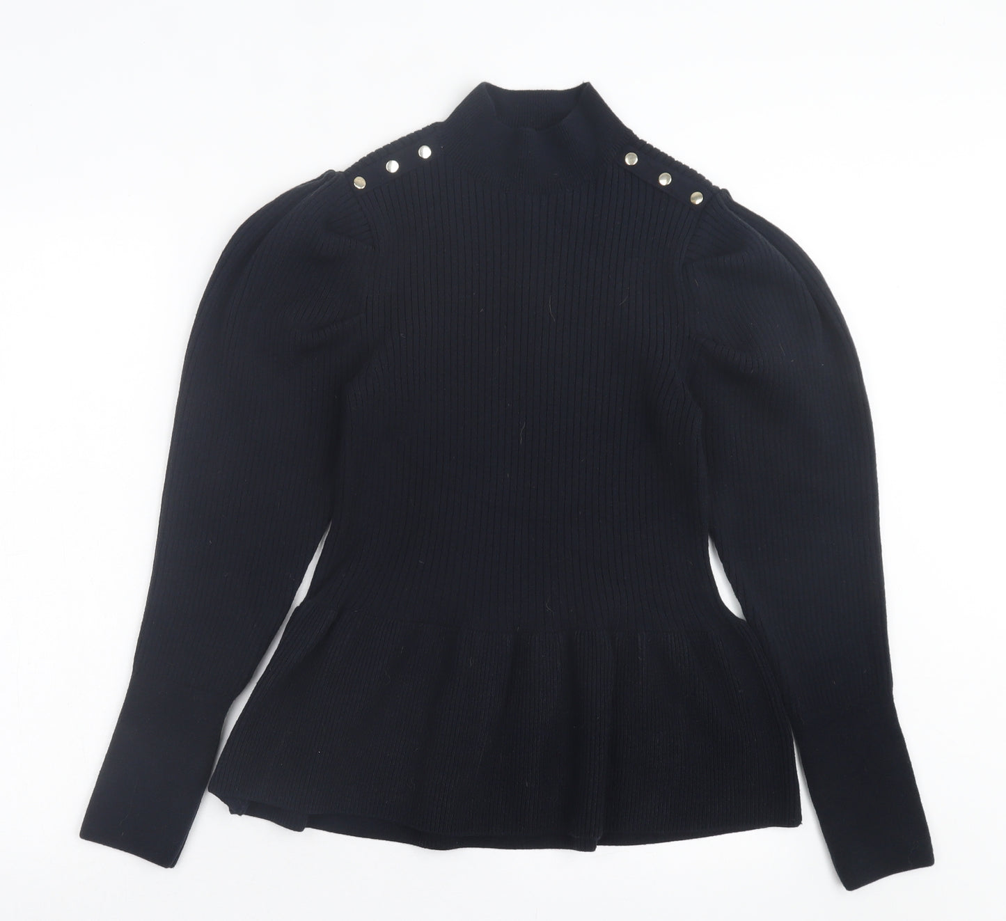 River Island Womens Black High Neck Acrylic Tunic Jumper Size 12