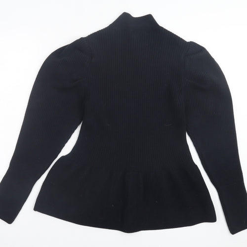 River Island Womens Black High Neck Acrylic Tunic Jumper Size 12