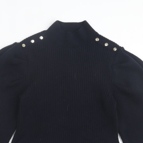 River Island Womens Black High Neck Acrylic Tunic Jumper Size 12