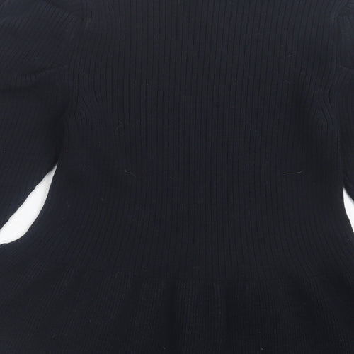 River Island Womens Black High Neck Acrylic Tunic Jumper Size 12
