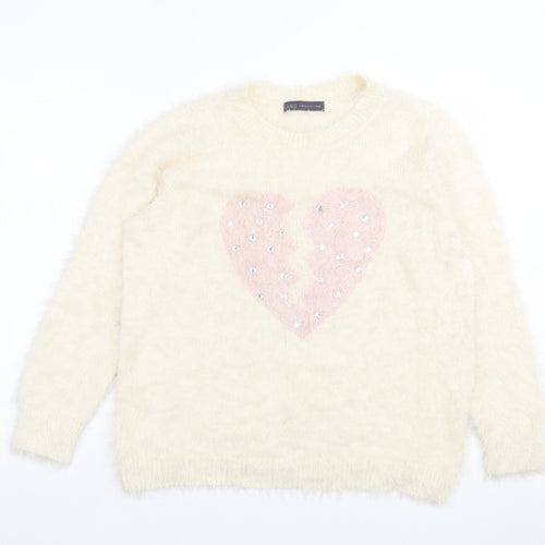 Marks and Spencer Womens Ivory Crew Neck Polyamide Pullover Jumper Size 18