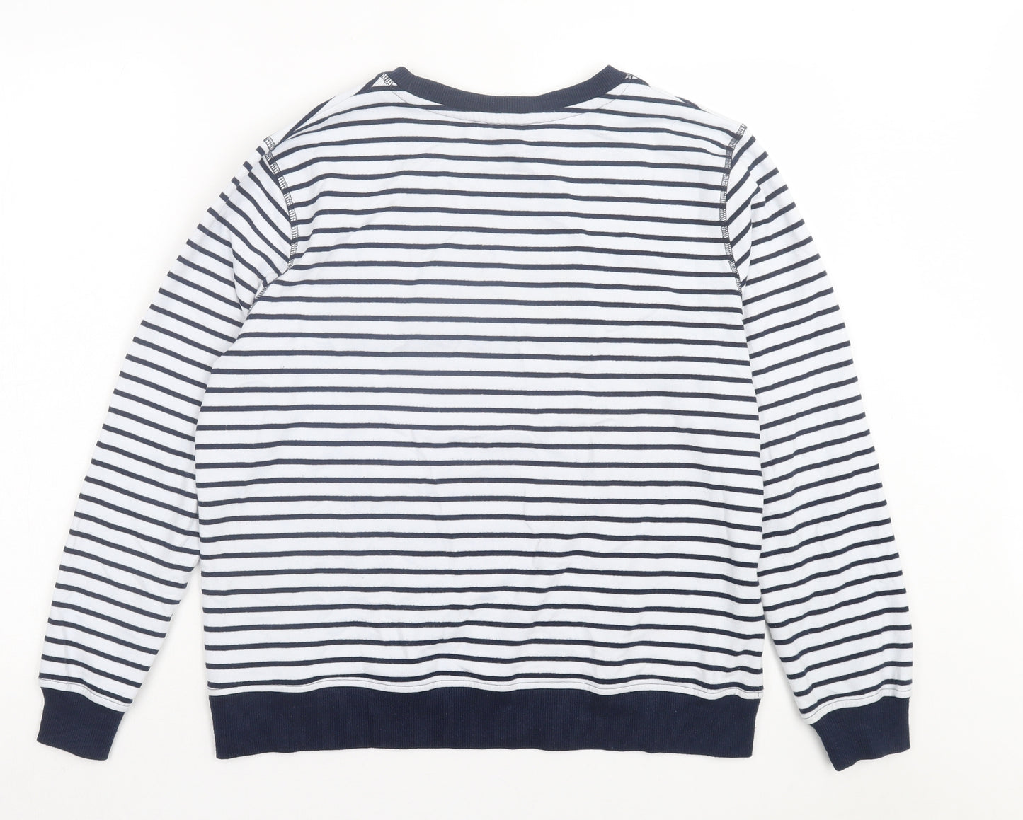 M&Co Womens Blue Striped Polyester Pullover Sweatshirt Size 12 Pullover