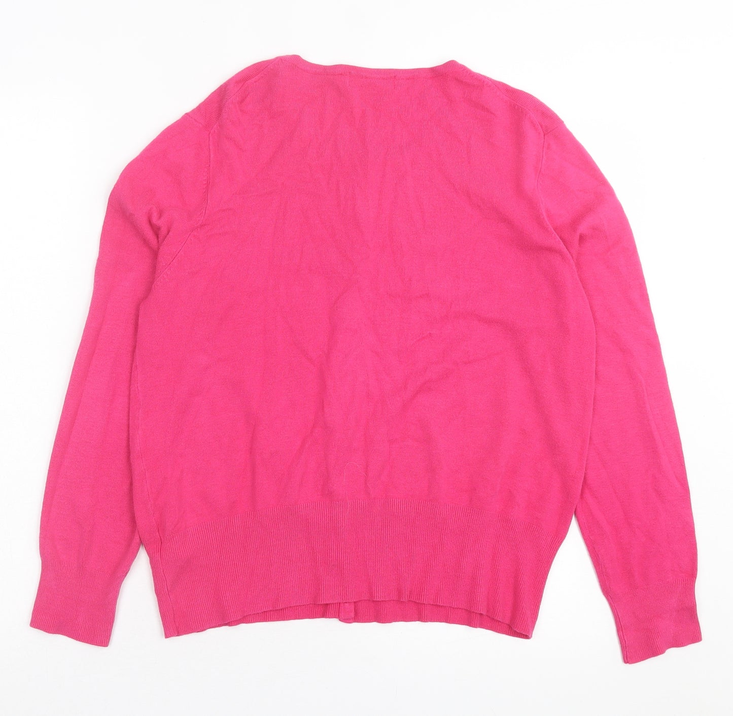 Marks and Spencer Womens Pink Crew Neck Viscose Cardigan Jumper Size 18