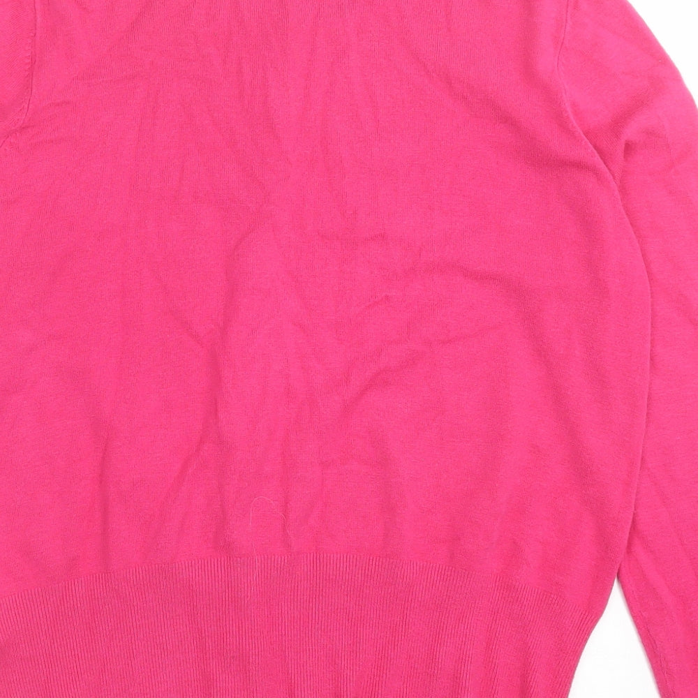 Marks and Spencer Womens Pink Crew Neck Viscose Cardigan Jumper Size 18