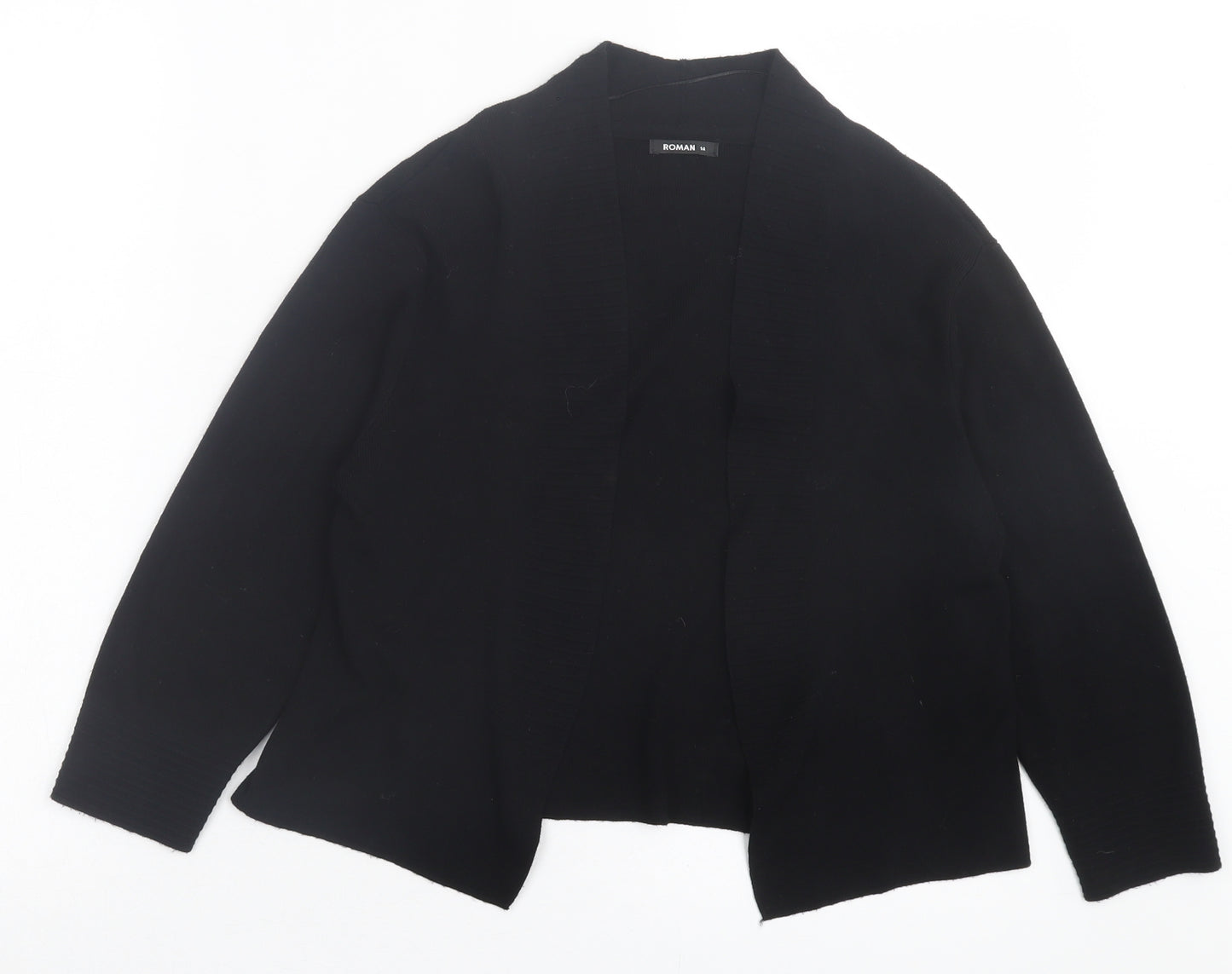 Roman Womens Black V-Neck Viscose Cardigan Jumper Size 14