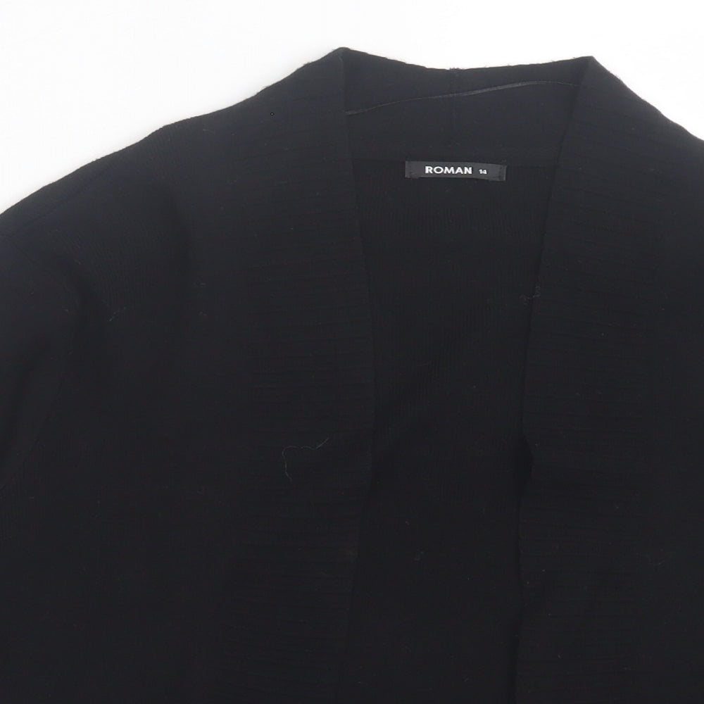 Roman Womens Black V-Neck Viscose Cardigan Jumper Size 14