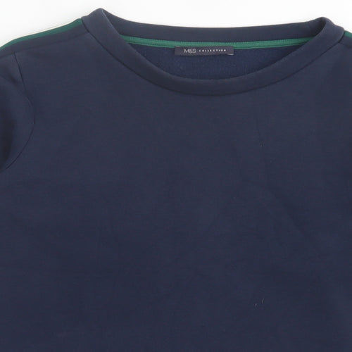 Marks and Spencer Womens Blue Striped Cotton Pullover Sweatshirt Size 8 Pullover