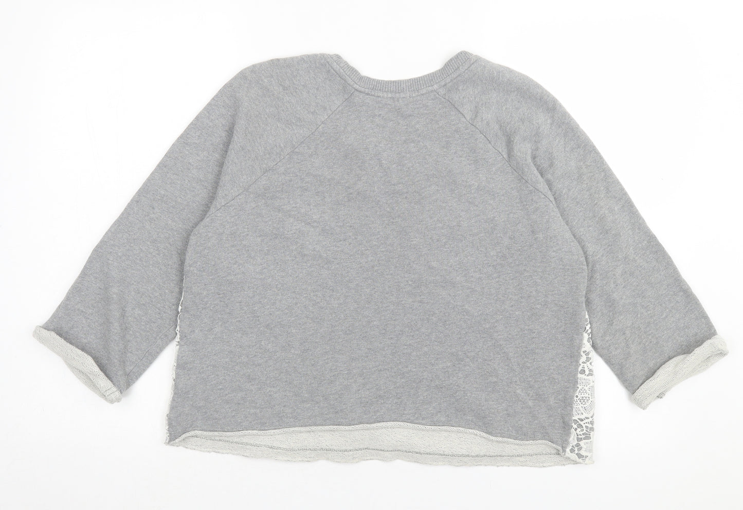 Falmer Womens Grey Floral Cotton Pullover Sweatshirt Size 14 Pullover