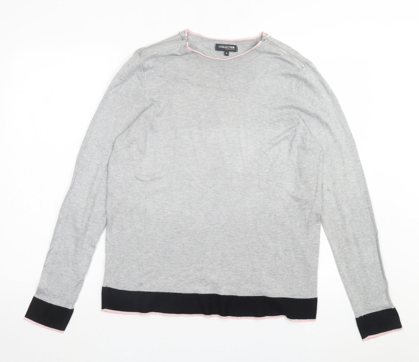 Debenhams Womens Grey Crew Neck Viscose Pullover Jumper Size 18