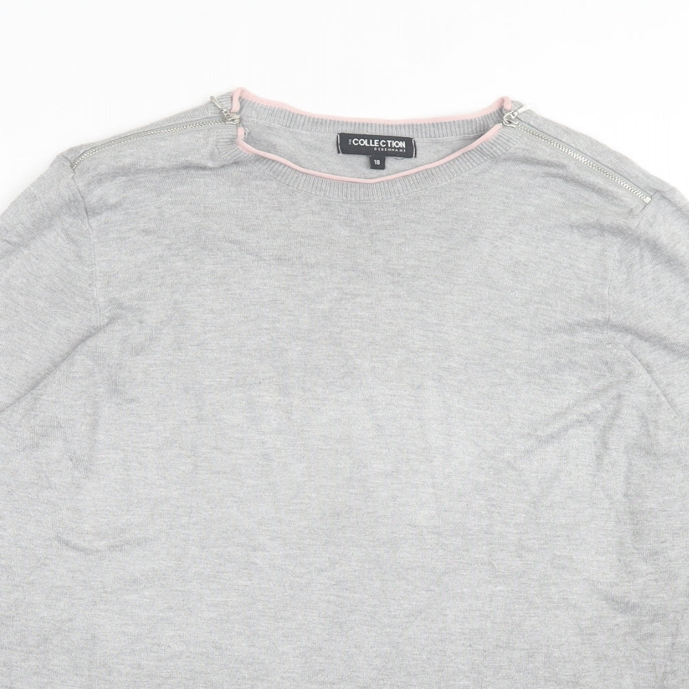 Debenhams Womens Grey Crew Neck Viscose Pullover Jumper Size 18