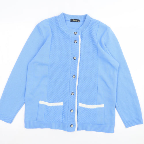 Journey Womens Blue Collared Acrylic Cardigan Jumper Size S