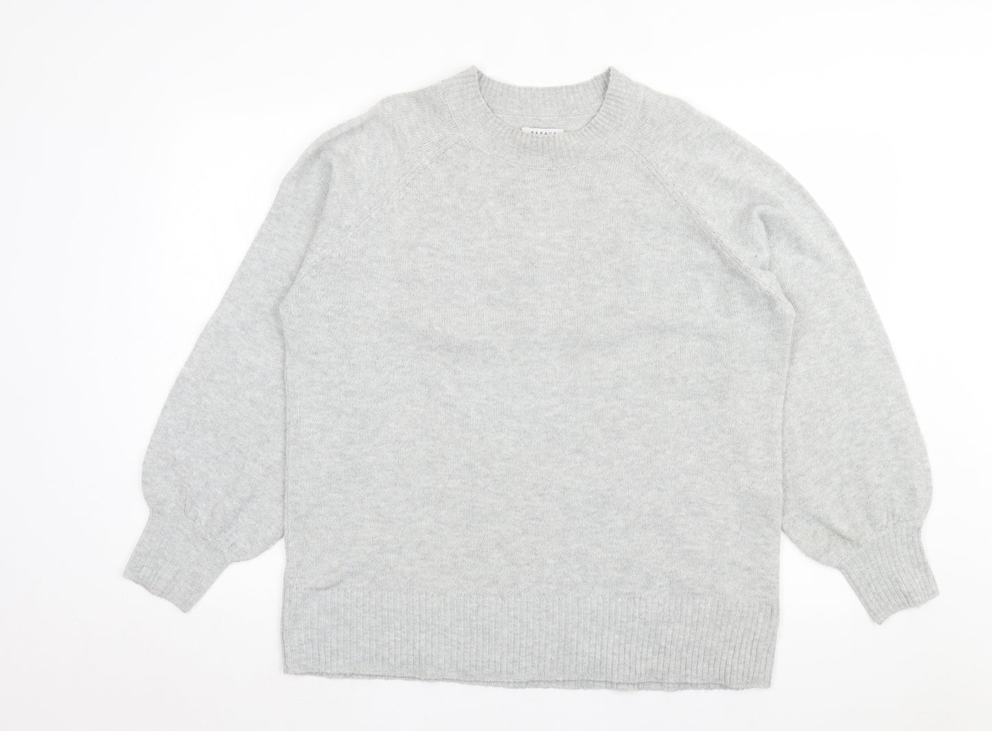 Papaya Womens Grey Crew Neck Acrylic Pullover Jumper Size L