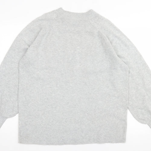 Papaya Womens Grey Crew Neck Acrylic Pullover Jumper Size L