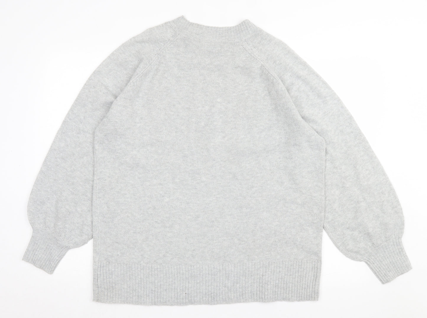 Papaya Womens Grey Crew Neck Acrylic Pullover Jumper Size L