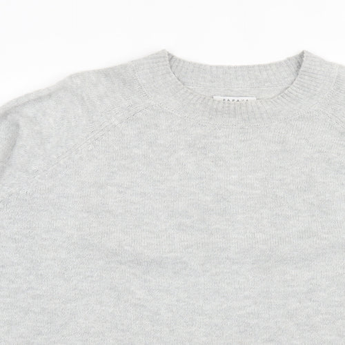 Papaya Womens Grey Crew Neck Acrylic Pullover Jumper Size L