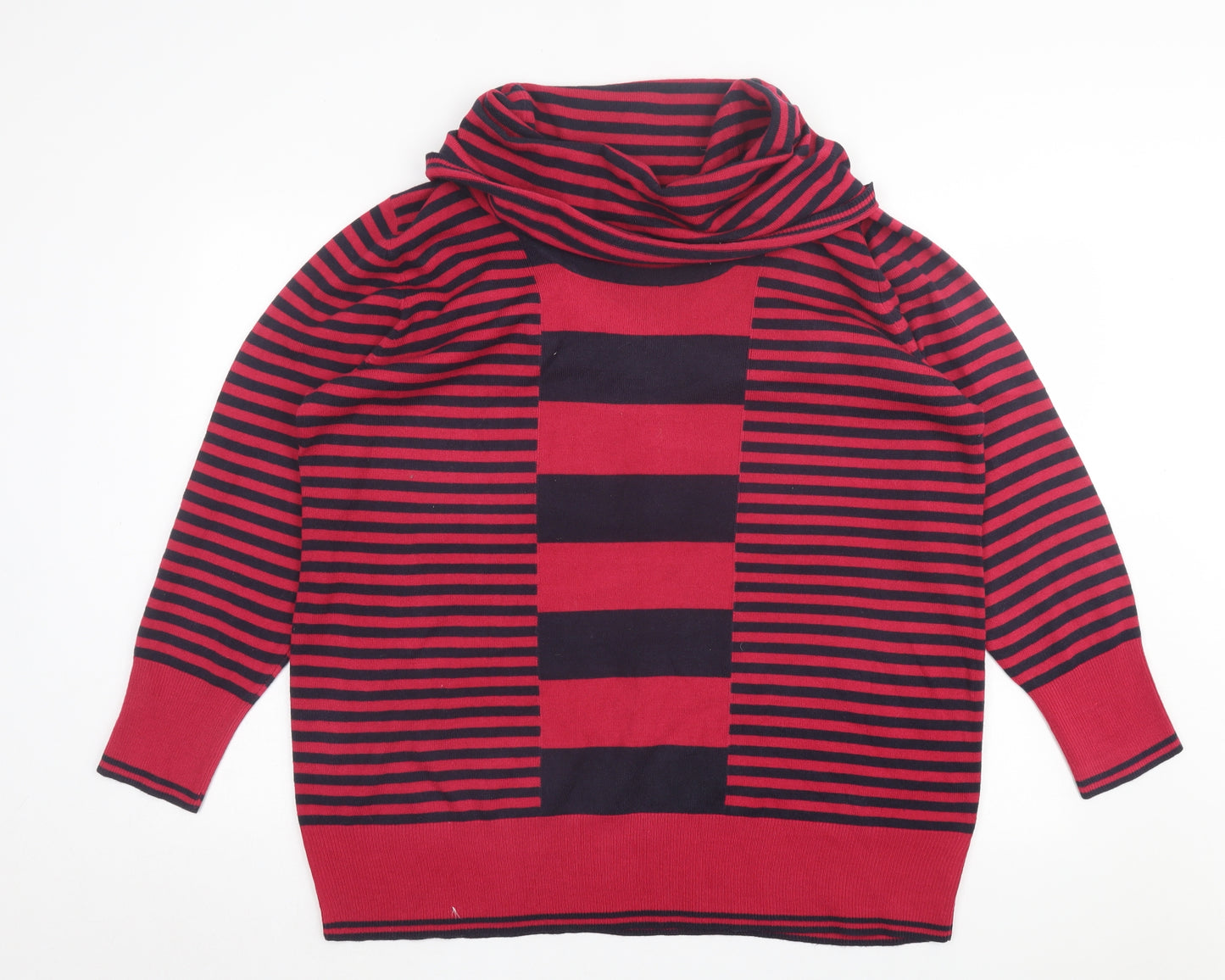 Marks and Spencer Womens Pink Roll Neck Striped Acrylic Pullover Jumper Size 22