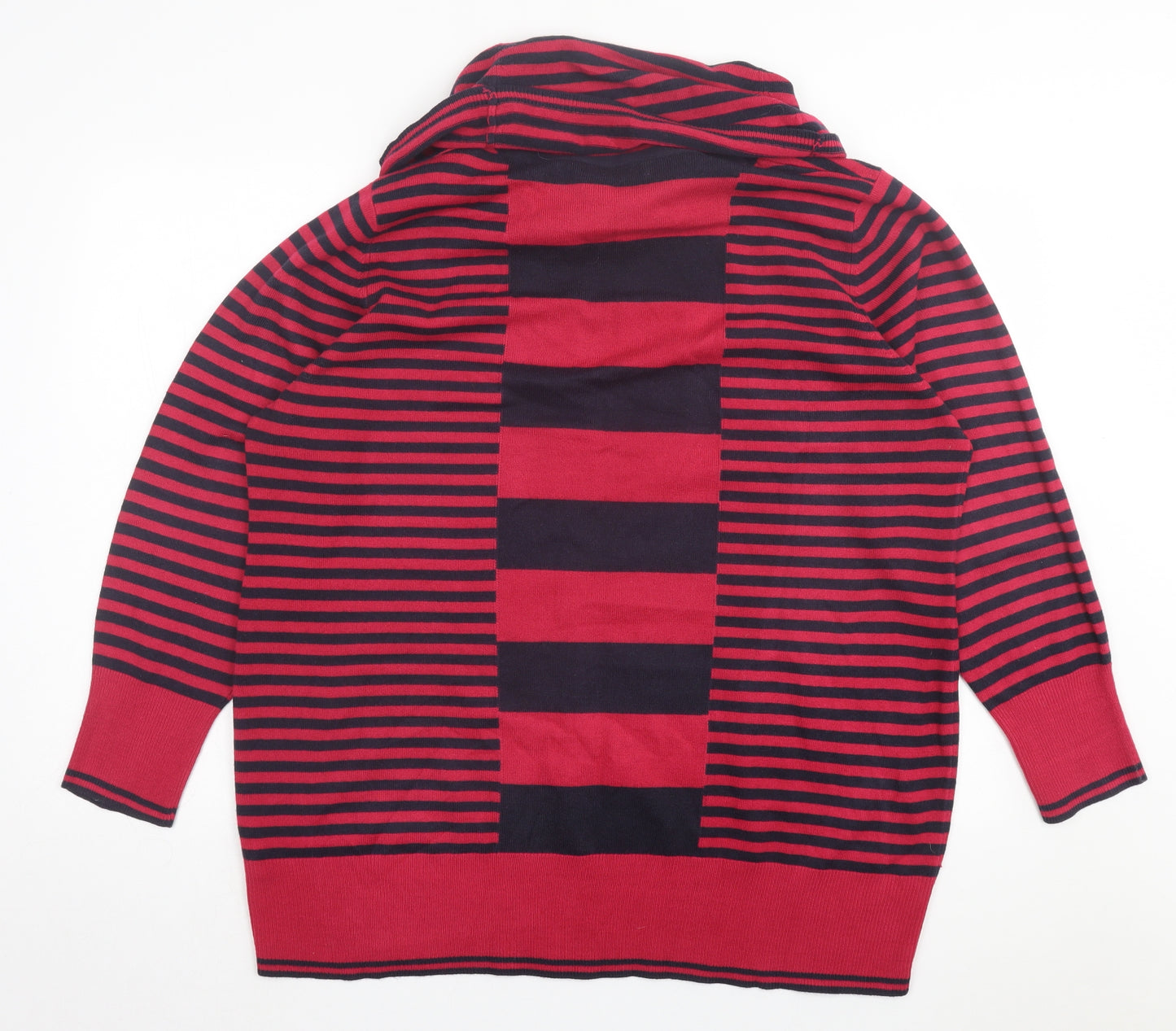 Marks and Spencer Womens Pink Roll Neck Striped Acrylic Pullover Jumper Size 22